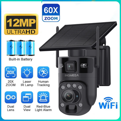 Black WiFi Security Camera with PIR Detection and 60X Zoom