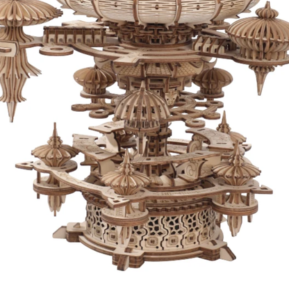 DIY 3D Wooden Puzzle Music Box Miniature Castle Model Kit