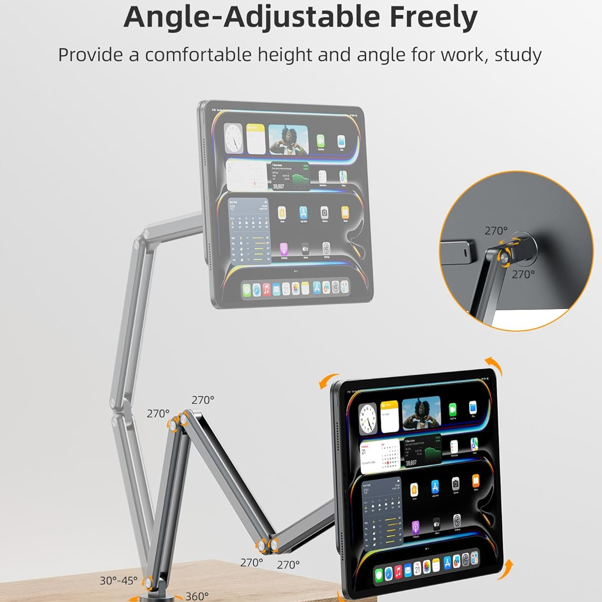 Sleek Aluminum iPad Stand with Magnetic Charging Base
