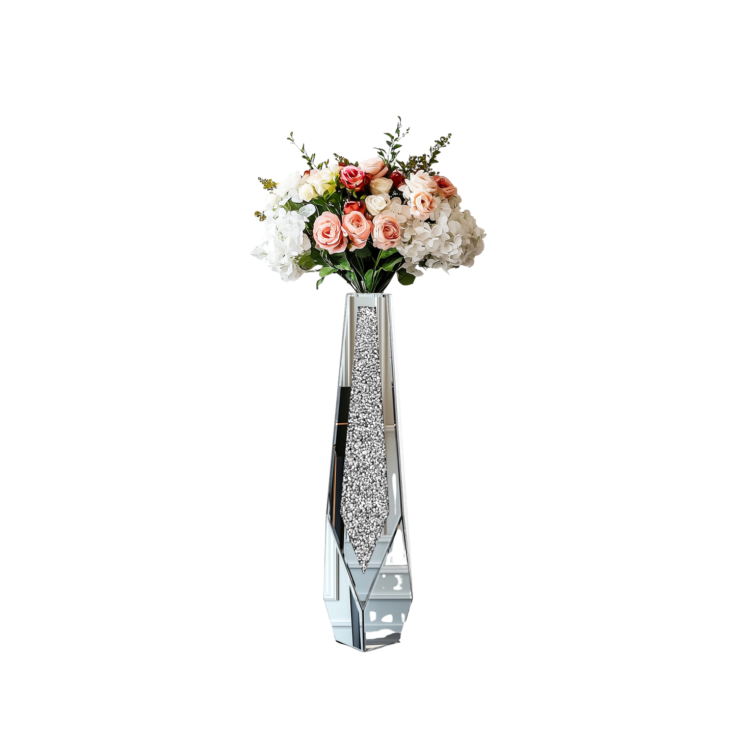 23x85.5cm Tall Floor Vase Crushed Diamond Glass Decor