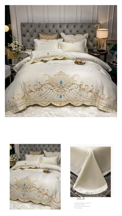 Premium Cotton 4-Piece Bed Sheet Set Ice Silk