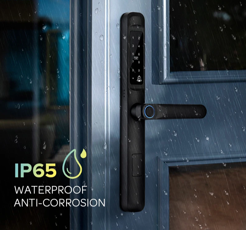 Silver Sliding Smart Door Lock WiFi Fingerprint Code Entry