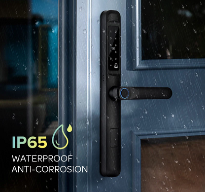 Silver Sliding Smart Door Lock WiFi Fingerprint Code Entry