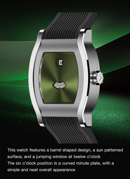 Mechanical Jump Hour Wristwatch Stainless Steel Red