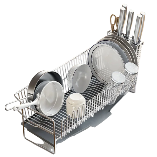 Single Layer Kitchen Dish Drainer Rack with Tray