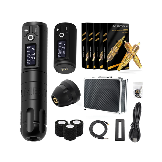 Complete Wireless Tattoo Kit with Pen, Cartridges and Battery