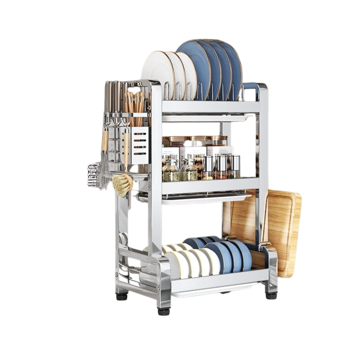 33cm 3 Tier Metal Dish Drainer Rack Countertop Organizer