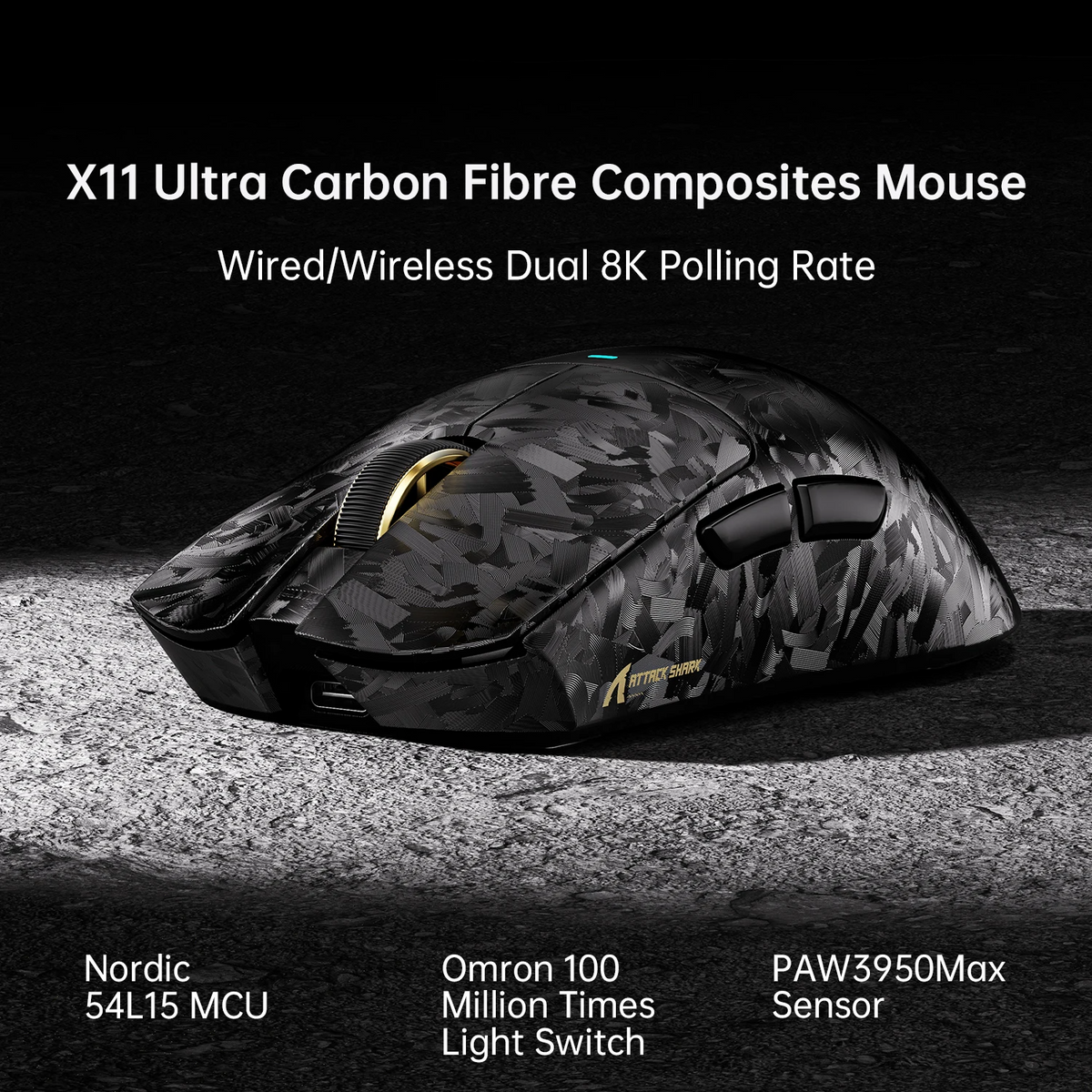 Ultra-Light Wireless Gaming Mouse 42K DPI 8K Polling