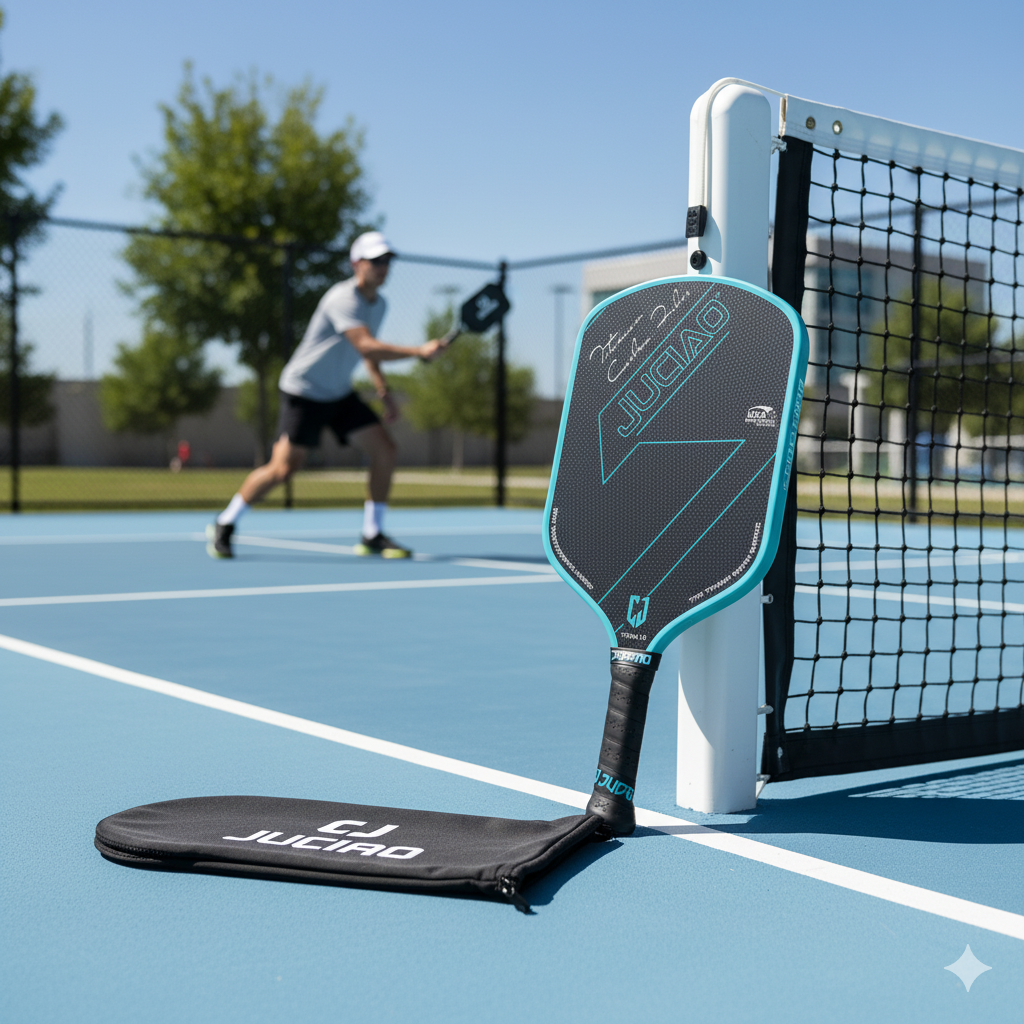 Blue Carbon Fiber Pickleball Paddle with Spin Control