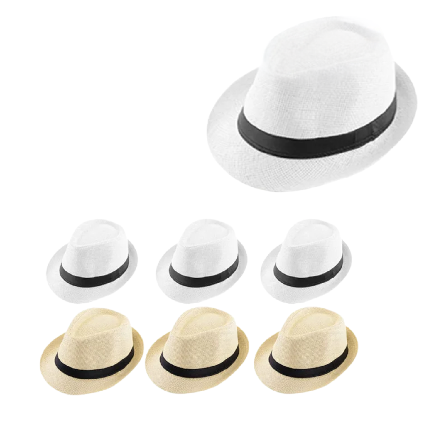 Unisex Straw Hats White Beige Party Set