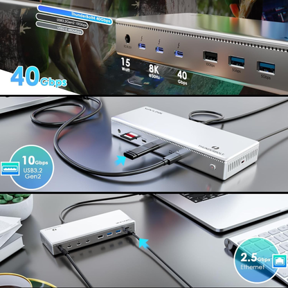 Dual 4K Thunderbolt 4 Dock for Laptops with 98W Charging