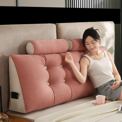 Pink Wedge Bed Pillow with Back Support and Pain Relief