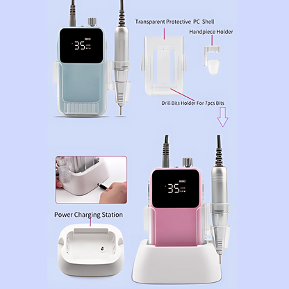 Professional Pink Electric Nail File 35000RPM Desktop Pedicure Tool