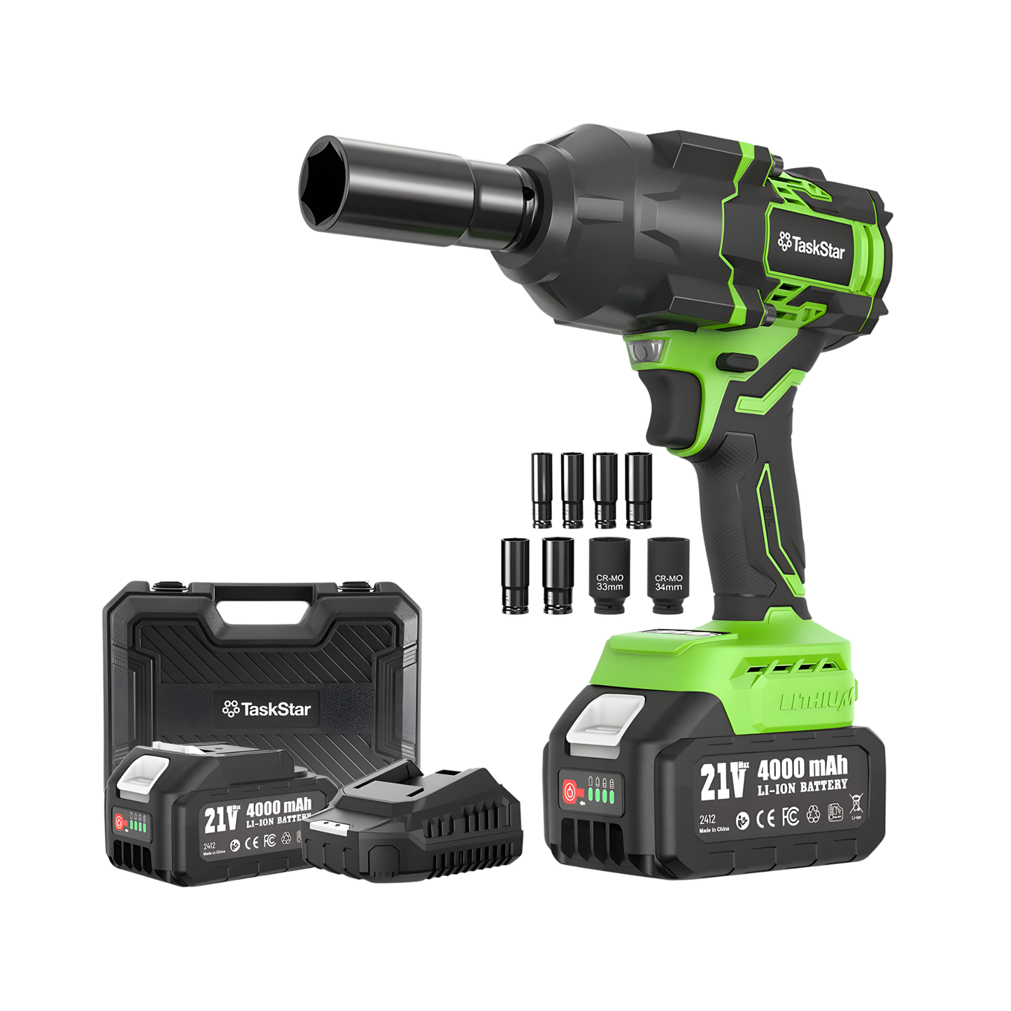 Cordless 1/2 Inch Brushless Impact Wrench 2000Nm with 4.0Ah Battery