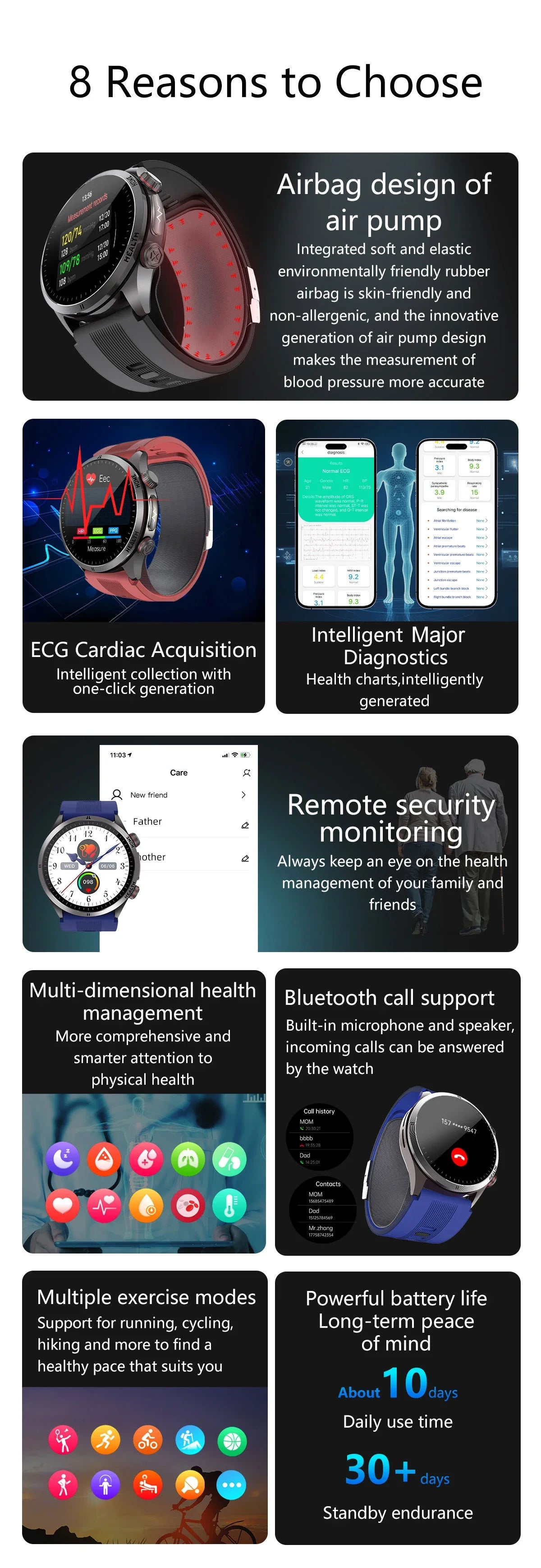 Red Smartwatch AI Blood Pressure Monitor