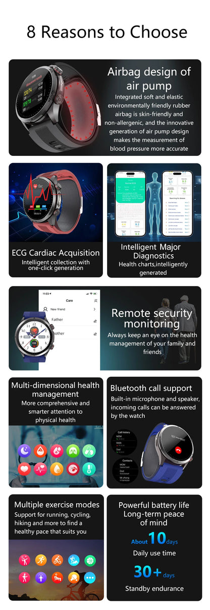 ECG Health Smart Watch Black Strap