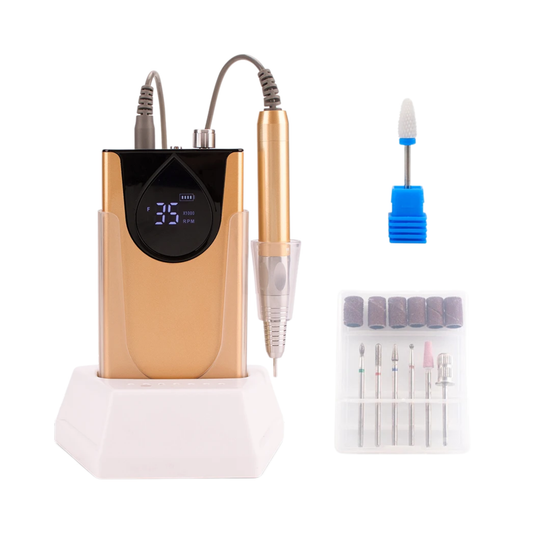 Gold Professional Electric Nail Drill 35000RPM Cordless