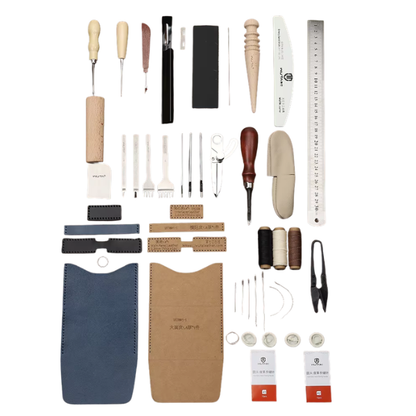 63-Piece Leatherworking Tool Kit for DIY & Repair