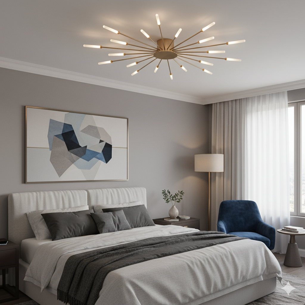 Nordic Minimalist LED Ceiling Lamp 20 Lights Matte Gold