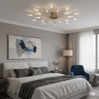 Nordic Minimalist LED Ceiling Lamp 20 Lights Matte Gold