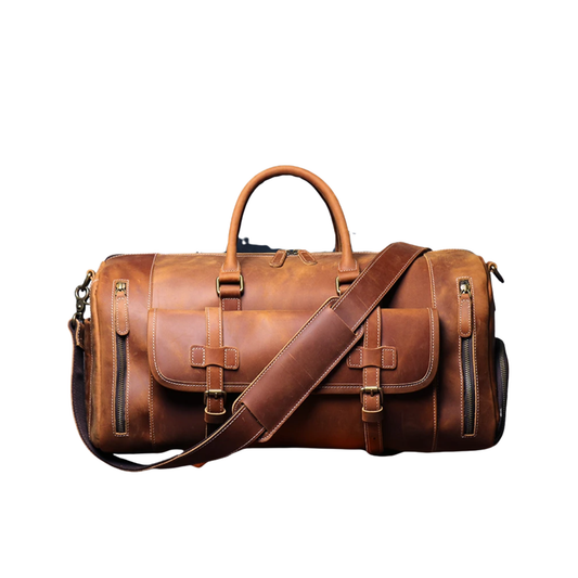 Vintage Genuine Leather Travel Duffle Bag Large Weekend Tote