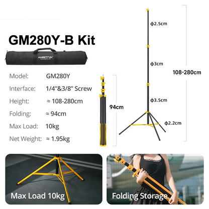 Professional Air Cushioned Light Stand 280cm Kit