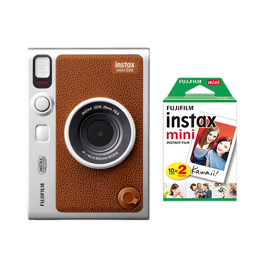 Instant Camera Set Brown with 20 Printable Photos