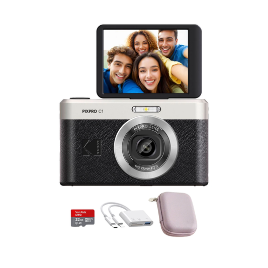 KODAK PIXPRO C1 13MP Black Camera Set with Tilting Screen