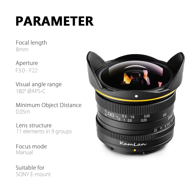 8mm F3.0 APS-C Manual Wide Angle Lens for Sony E