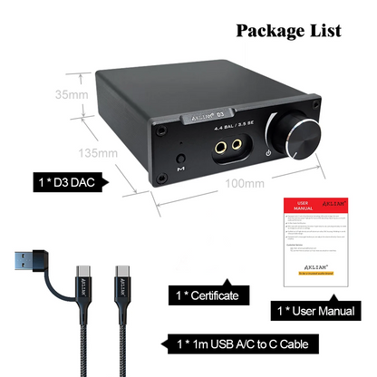 Desktop Balanced HiFi DAC Headphone Amplifier with High Power Output