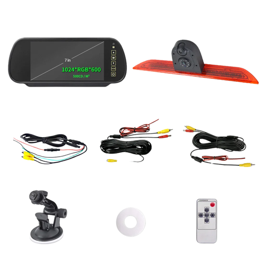 Twin Lens Reverse Camera with 7 Mirror Monitor Suction Mount