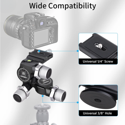 CNC Geared Tripod Head with Arca Quick Release Plate