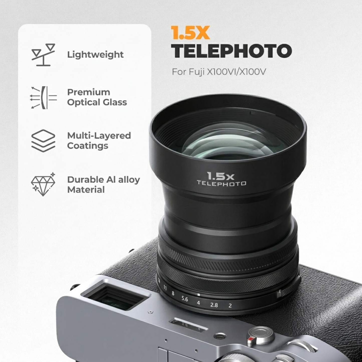 1.5X Telephoto Lens Fujifilm X100 Series Black Edition