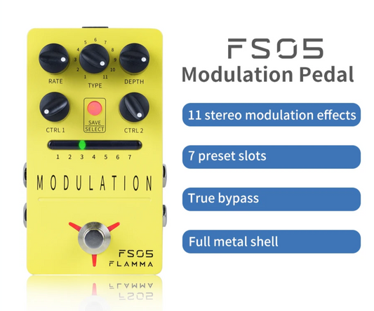 Stereo Digital Guitar Effects Pedal with 11 Modulation Modes