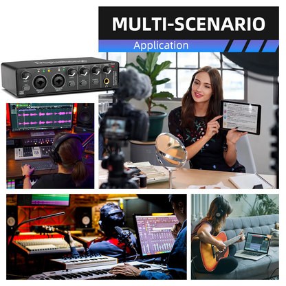 USB-C Audio Interface Sound Card for Live Recording