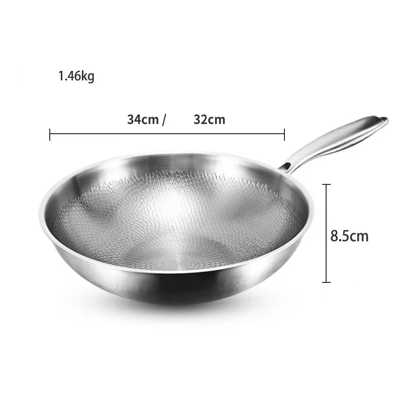 Heavy-Duty 32cm Titanium Wok for Home Cooking