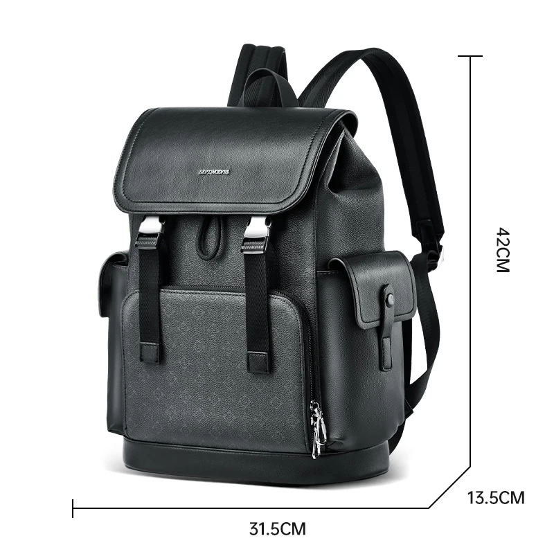 Waterproof Leather Business Backpack with Laptop Compartment 18L
