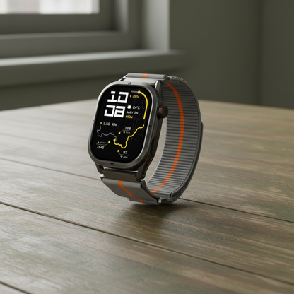 Smartwatch with GPS and AMOLED Display Black Strap