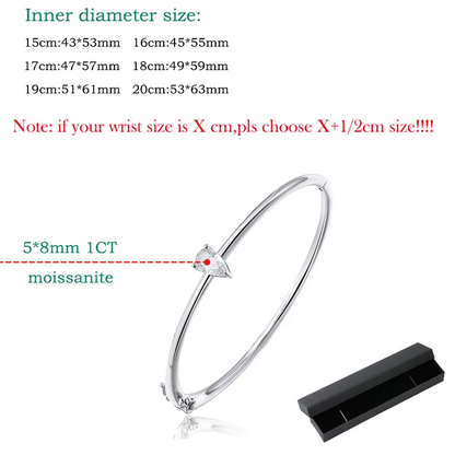 Rose Gold Moissanite Silver Bangle 18cm