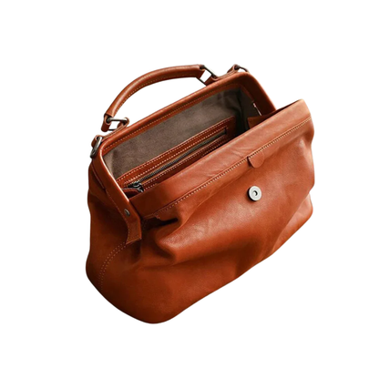 Soft Brown Leather Doctor Bag Vintage Women's Shoulder Crossbody