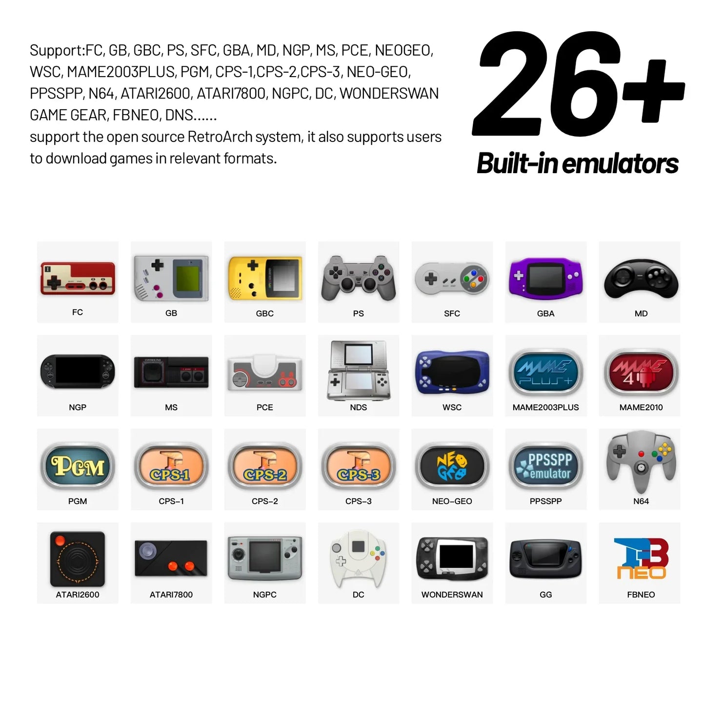 Smart Retro Gaming Console 4.96 Inch IPS Screen Linux