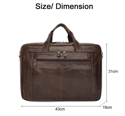 Work Briefcase with 17" Laptop Compartment Brown Leather