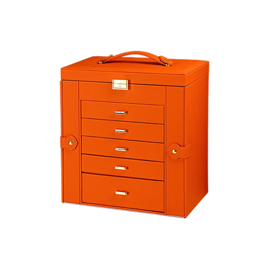 Five Layer Orange Jewelry Storage Box Necklace Ring Watch