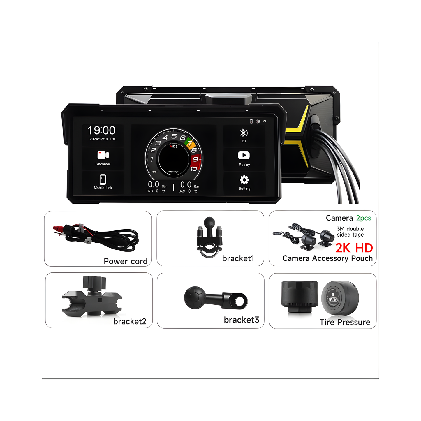 Waterproof Motorcycle CarPlay Screen with TPMS