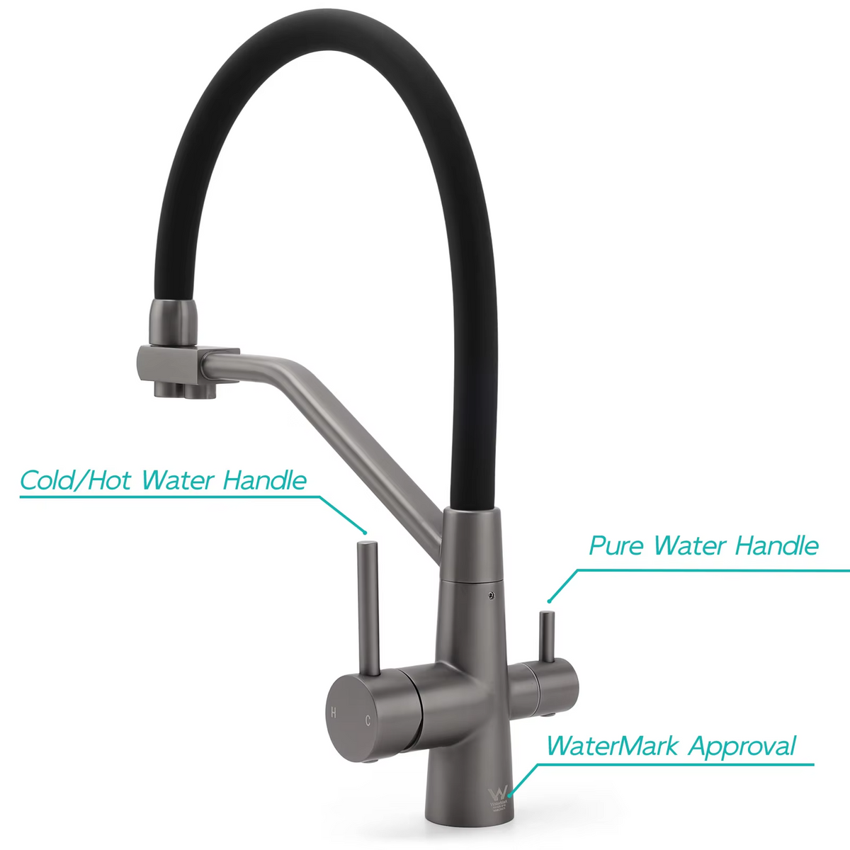 3 Way Kitchen Mixer Tap Brushed Nickel Swivel Spout