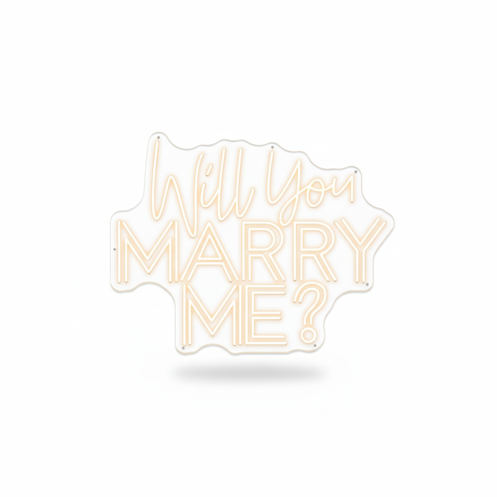 Warm White 50x40cm Will You Marry Me Neon Wall Light