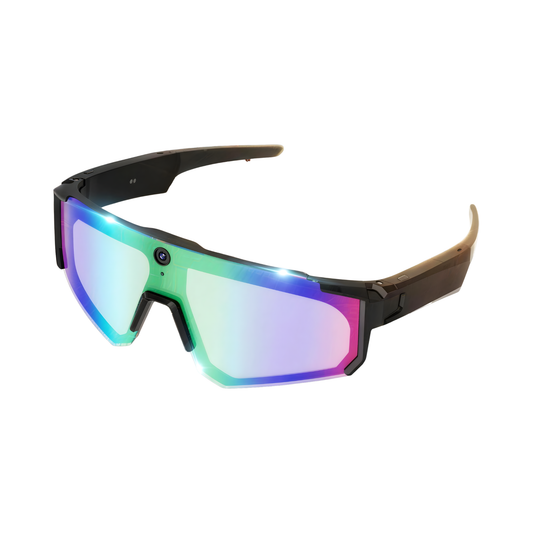 Portable Cycling Recording Sunglasses Anti Shake Silver Green