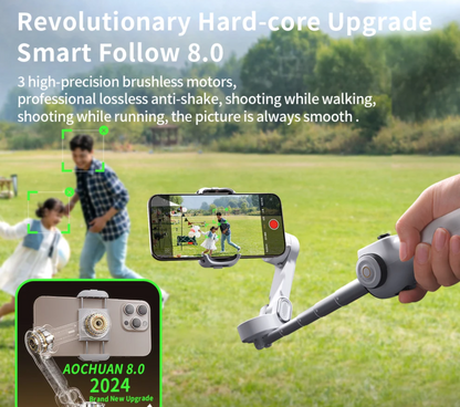 Handheld Phone Gimbal 3-Axis Stabilizer with Extension Rod