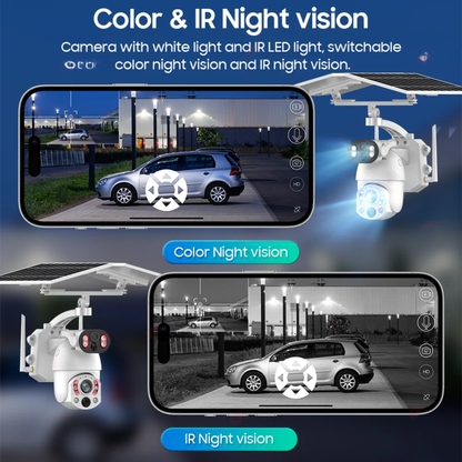 4K Solar PTZ Security Camera 10MP WiFi with 32GB
