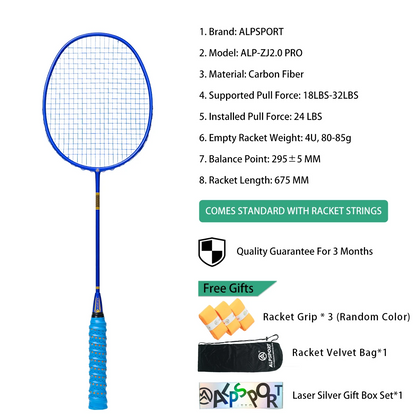 Ultra Light 4U Carbon Badminton Racket 85g Blue Box